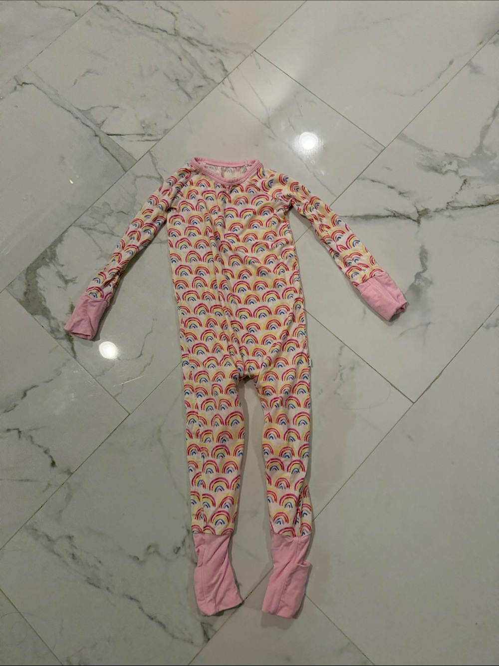 Little sleepies Girls Pink Rainbow Print One-Piece Pajamas